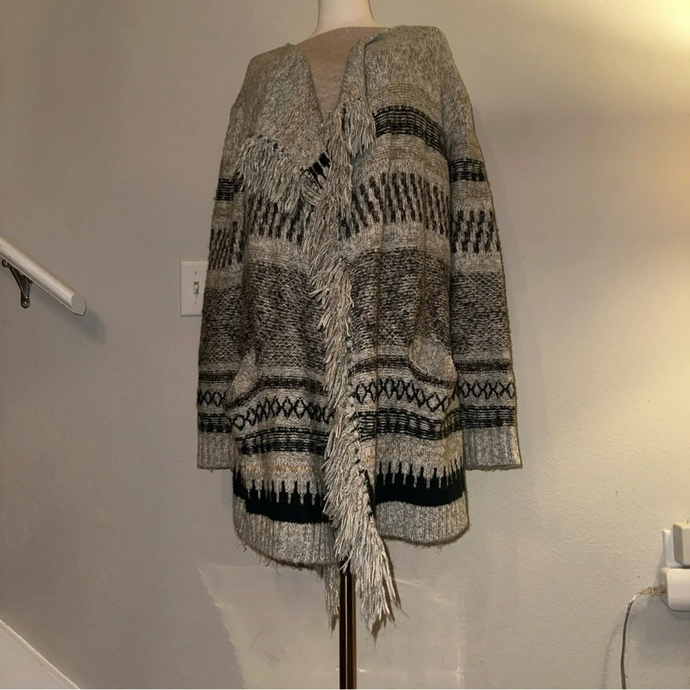 CAbi Gray and Black Patterned Cardigan